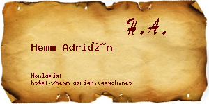 Hemm Adrián névjegykártya